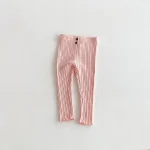 【80-140cm】ベビー ボタン付きリブ 無地 ボトムス キッズ服 - 画像 (9)
