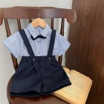 【73-110cm】セットアップ シャツ＆サロペット フォーマル - 画像 (4)