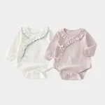 【52-80cm】ロンパース ベビー フリルデザイン リボン - 画像 (2)