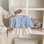 【73-100cm】セットアップ ブルーカーディガン＆花柄ブルマ おしゃれ ベビー服 - 画像 (2)
