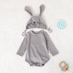 【66-90cm】ロンパース＆帽子 ウサギ 星柄 可愛い 肌触り良い ベビー服 - 画像 (10)