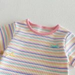 【73-120cm】Ｔシャツ ベビー 女の子 ボーダー柄 カラフル - 画像 (9)