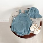 【66-90cm】サロペロンパース&帽子 デニム オシャレ カジュアル - 画像 (12)