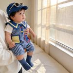 【66-100cm】ロンパース ブルー ストライプ 可愛い ベビー服 - 画像 (5)