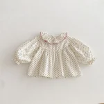 【80-120cm】ベビー 女の子 フリル襟 小花柄 シャツ - 画像 (6)