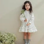 【90-140cm】女の子 無地 フォマールシャツ ワンピース - 画像 (3)