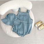 【66-90cm】サロペロンパース&帽子 デニム オシャレ カジュアル - 画像 (9)