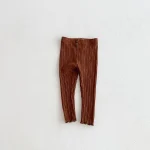 【80-140cm】ベビー ボタン付きリブ 無地 ボトムス キッズ服 - 画像 (7)