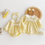 【66-120cm】ロンパース/ワンピース 可愛い キイロ 姉妹服 - 画像 (5)