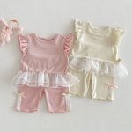 【73-110cm】シャツorパンツ フリル メッシュ シンプル 可愛い 女の子 - 画像 (3)