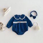 【66-90cm】ロンパース デニム レース 可愛い ベビー服 - 画像 (2)