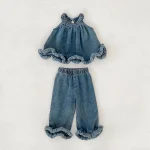 【73-130cm】デニムセットアップ ベビー 女の子 ハルターネック - 画像 (6)