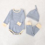 【66-90cm】ロンパース＆レギンス＆帽子 ボーダー 肌触り良い シンプル カラフル ベビー服 - 画像 (8)