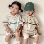 【80-150cm】セットアップ キッズ 男女兼用 英字ポロ - 画像 (4)