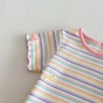 【73-120cm】Ｔシャツ ベビー 女の子 ボーダー柄 カラフル - 画像 (10)