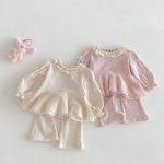 【73-110cm】セットアップ パフスリーブ シンプル 可愛い 女の子 - 画像 (3)