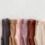 【80-140cm】ベビー ボタン付きリブ 無地 ボトムス キッズ服 - 画像 (3)