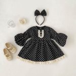 【80-130cm】ワンピース パフスリーブ ドット 可愛い 女の子