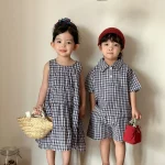 【80-150cm】キッズ チェク柄 セットアップ or ワンピース - 画像 (3)