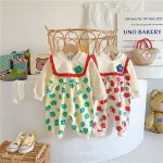 【66-90cm】ロンパース フラワー柄 スタイ付き 可愛い ベビー服 - 画像 (11)