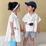 【80-150cm】セットアップorワンピース ツリー柄 ホワイト 兄妹お揃い - 画像 (5)