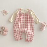 【73-100cm】サロペット 可愛い ピンク チェック ベビー服 - 画像 (3)