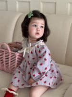 【66-100cm】ベビー 女の子 イチゴ柄 長袖 ワンピース - 画像 (2)