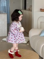 【66-100cm】ベビー 女の子 イチゴ柄 長袖 ワンピース - 画像 (4)