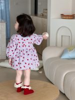 【66-100cm】ベビー 女の子 イチゴ柄 長袖 ワンピース - 画像 (5)
