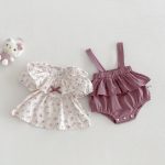 【66-90cm】セットアップ ブラウス&サロペットロンパース フリル襟 小花柄 - 画像 (4)