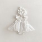 【66-90cm】ロンパースワンピース ベビー 女の子 フリルスリーブ チュール