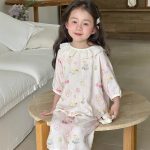 【100-160cm】パジャマ ガーゼ 女の子 ルームウェア 七分袖 上下セット エアコン対策 キッズ 部屋着 - 画像 (6)