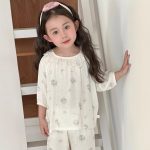 【100-160cm】パジャマ ガーゼ 女の子 ルームウェア 七分袖 上下セット エアコン対策 キッズ 部屋着 - 画像 (7)