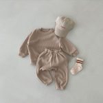 【66-120cm】セットアップ ナチュラル 無地 シンプル ルーズ 二点セット - 画像 (3)