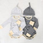 【66-90cm】ロンパース＆レギンス＆帽子 ボーダー 肌触り良い シンプル カラフル ベビー服 - 画像 (9)