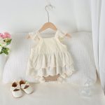 【73-100cm】トップス＆ブルマ フラワー 刺繡 シンプル おしゃれ - 画像 (2)