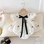【予約販売】【66-90cm】ロンパース リボン付き パフスリーブ 可愛い 女の子 - 画像 (9)