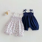 【66-90cm】サロペット フラワー柄 可愛い ベビー服 - 画像 (2)