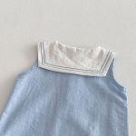【66-90cm】ロンパース セーラー 無地 シンプル 着心地良い ベビー服 - 画像 (8)