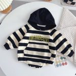 【66-90cm】ロンパース 帽子付き ボーダー 可愛い ベビー服 - 画像 (8)