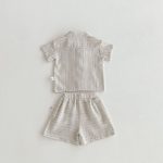 【80-120cm】セットアップ ストライプ グレー カジュアル 子供服 - 画像 (5)