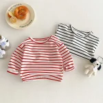 【73-100cm】ベビー ボーダー トップス 長袖Ｔシャツ - 画像 (4)