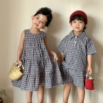 【80-150cm】キッズ チェク柄 セットアップ or ワンピース - 画像 (2)