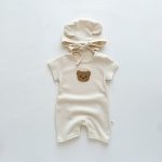 【66-90cm】ロンパース 半袖くま ワッペン ワッフル ベビー服 - 画像 (4)