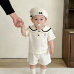 【66-110cm】セットアップorロンパース セーラー風 シンプル ベビー服 - 画像 (5)