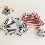 【73-100cm】ベビー ボーダー トップス 長袖Ｔシャツ - 画像 (2)
