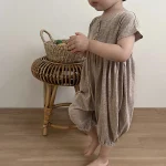 【66-90cm】ロンパース ベビー 韓国風 柔らかコットン ノーカラー - 画像 (5)