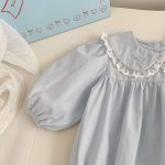 【66-90cm】ロンパース パフスリーブ ピーターパンカラー シンプル おしゃれ ベビー服 - 画像 (9)