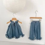 【73-130cm】デニムセットアップ ベビー 女の子 ハルターネック - 画像 (7)