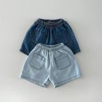 【73-100cm】デニム二点セット シンプル カジュアル ルーズ セットアップ - 画像 (6)